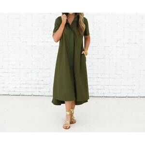 NEW CARYN LAWN millie long dress in olive